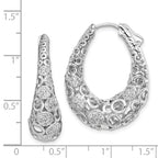 FJC Finejewelers 925 Sterling Silver Rhodium-plated Accent Pavé CZ Oval Hoop Earrings 32 mm x 26 mm