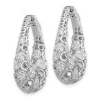 FJC Finejewelers 925 Sterling Silver Rhodium-plated Accent Pavé CZ Oval Hoop Earrings 32 mm x 26 mm