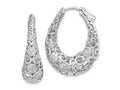 FJC Finejewelers 925 Sterling Silver Rhodium-plated Accent Pavé CZ Oval Hoop Earrings 32 mm x 26 mm
