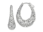 FJC Finejewelers 925 Sterling Silver Rhodium-plated Accent Pavé CZ Oval Hoop Earrings 32 mm x 26 mm