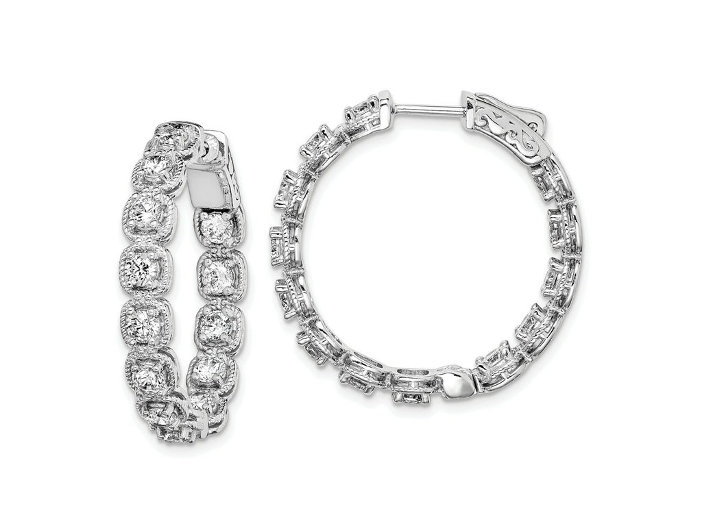 FJC Finejewelers 925 Sterling Silver Rhodium Plated CZ In and Out Hoop Earrings 28 mm x 28 mm