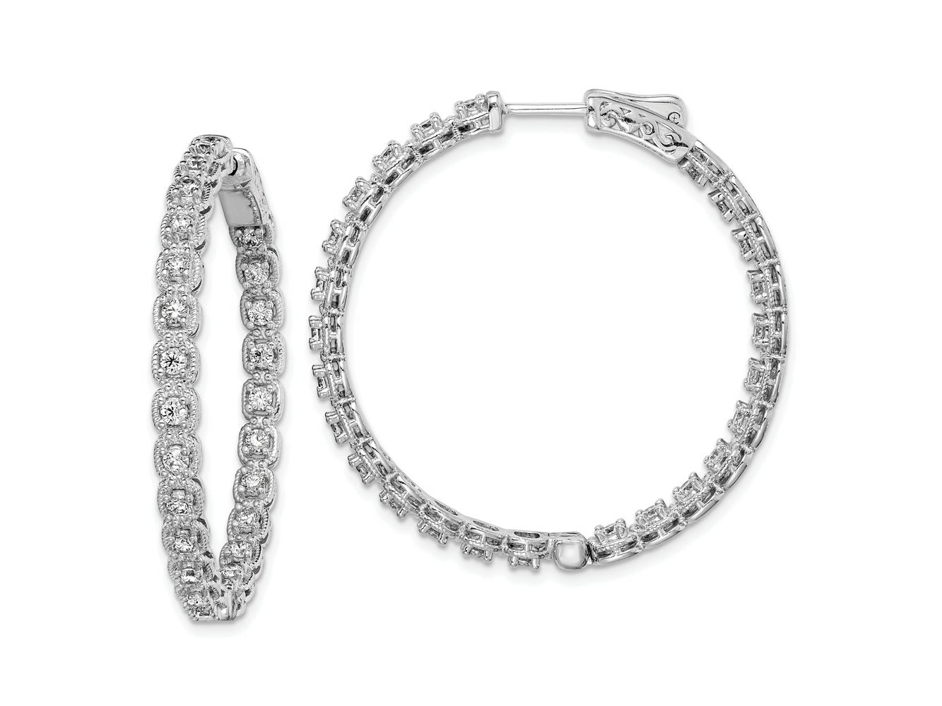 FJC Finejewelers 925 Sterling Silver Rhodium Plated CZ In and Out Hoop Earrings 37 mm x 37 mm