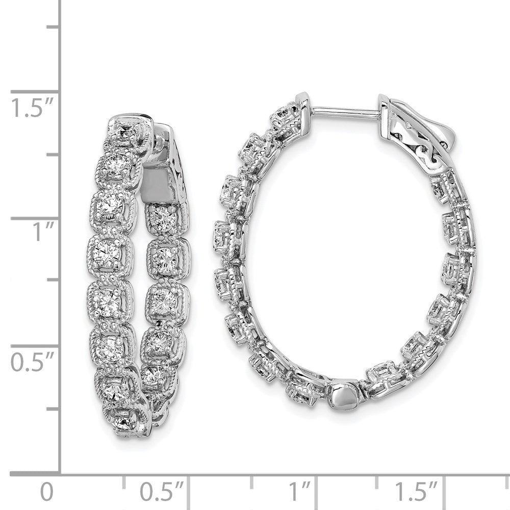 FJC Finejewelers 925 Sterling Silver Rhodium Plated CZ In and Out oval Hoop Earrings 28 mm x 25 mm