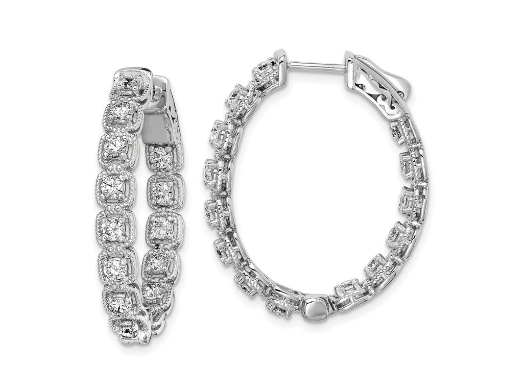 FJC Finejewelers 925 Sterling Silver Rhodium Plated CZ In and Out oval Hoop Earrings 28 mm x 25 mm