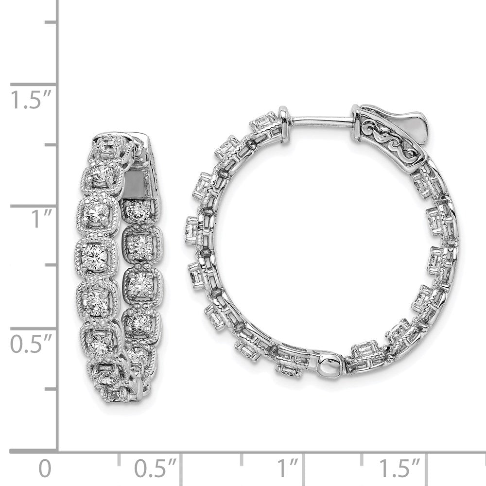 FJC Finejewelers 925 Sterling Silver Rhodium Plated CZ In and Out round Hoop Earrings 27 mm x 27 mm