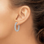 FJC Finejewelers 925 Sterling Silver Rhodium Plated CZ In and Out round Hoop Earrings 27 mm x 27 mm