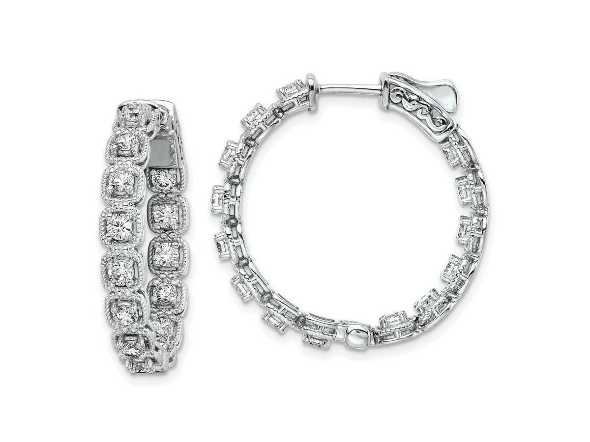 FJC Finejewelers 925 Sterling Silver Rhodium Plated CZ In and Out round Hoop Earrings 27 mm x 27 mm
