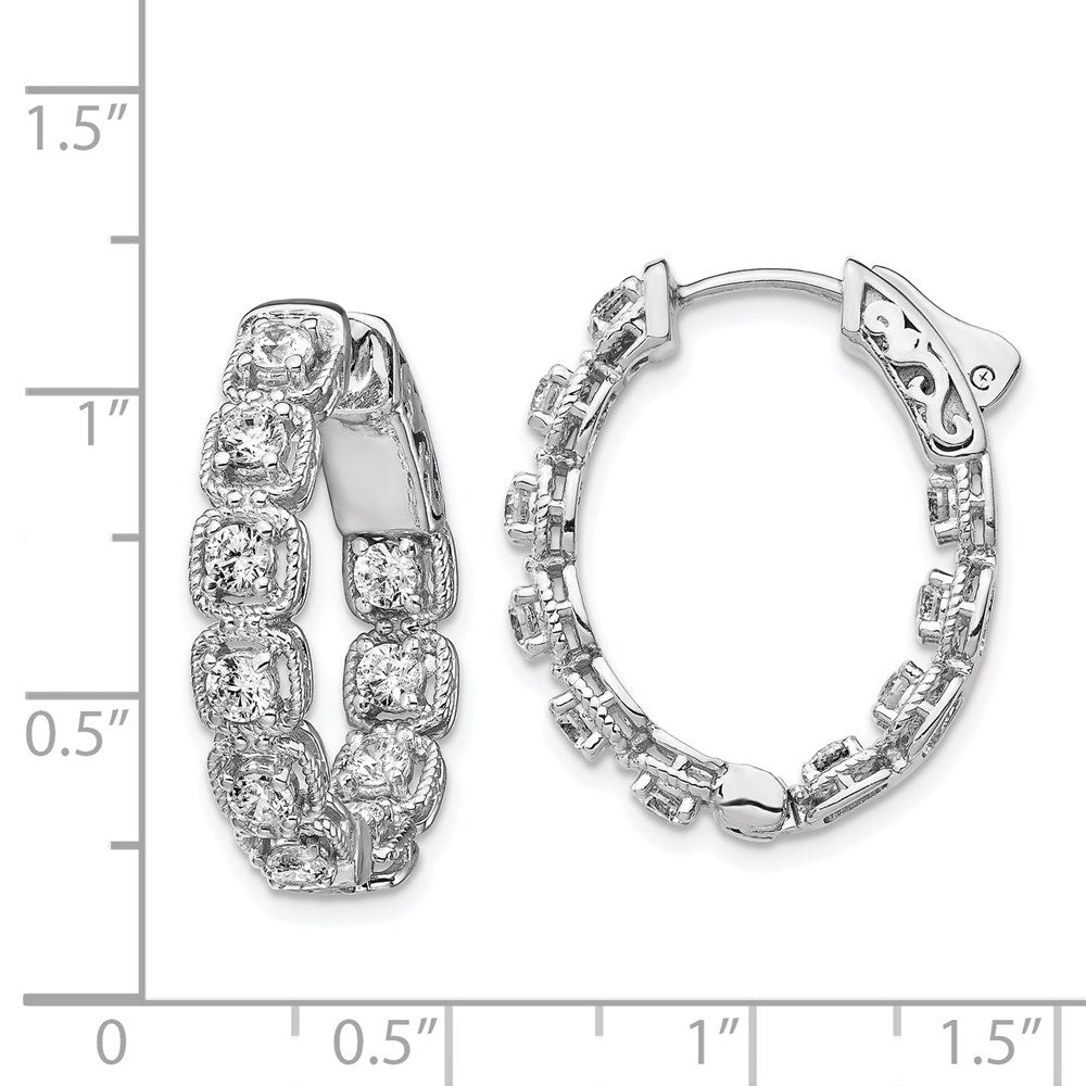 FJC Finejewelers 925 Sterling Silver Rhodium Plated CZ In and Out Oval Hoop Earrings 22 mm x 21 mm