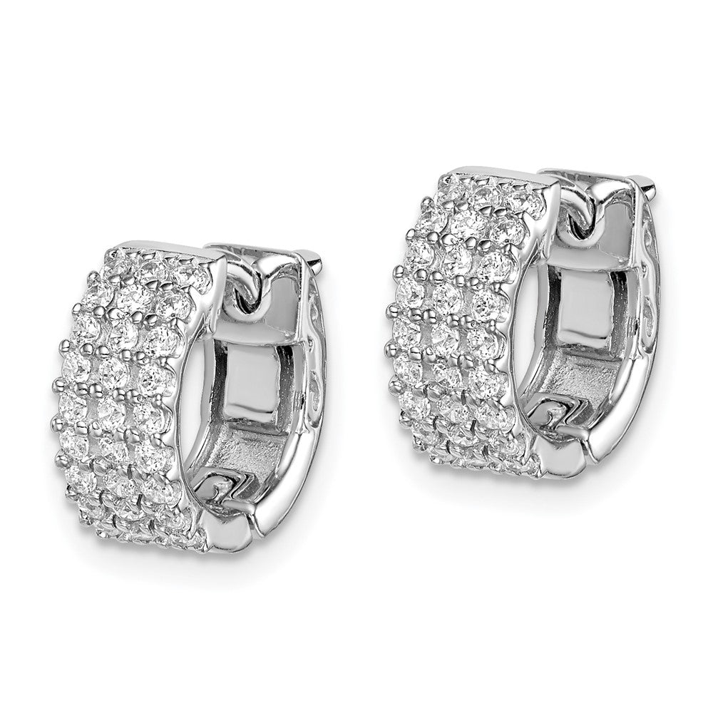 FJC Finejewelers 925 Sterling Silver Rhodium Plated CZ Small Hinged Hoop Earrings 10 mm x 12 mm