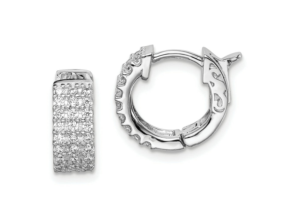 FJC Finejewelers 925 Sterling Silver Rhodium Plated CZ Small Hinged Hoop Earrings 10 mm x 12 mm