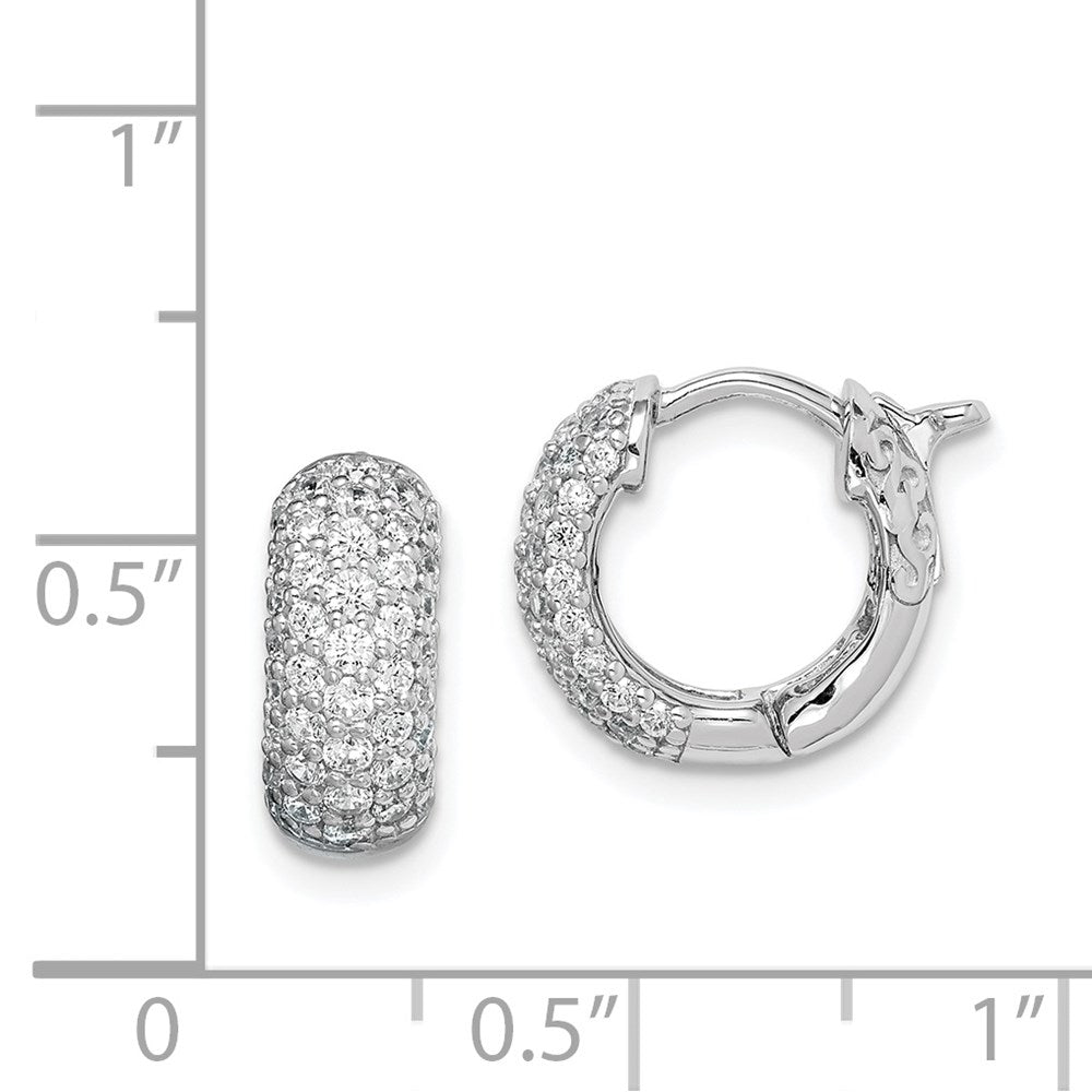 FJC Finejewelers 925 Sterling Silver Rhodium Plated CZ Small Hinged Hoop Earrings 12 mm x 13 mm