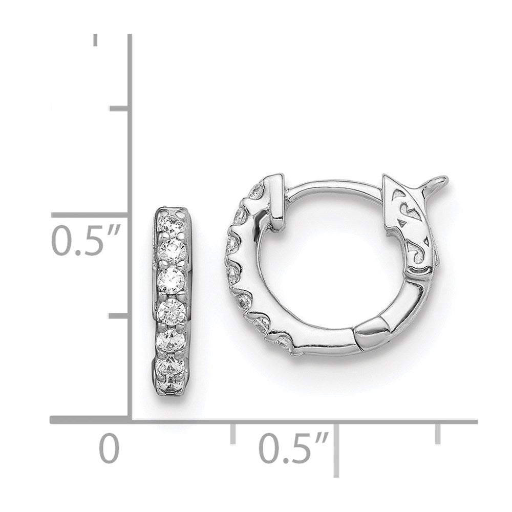 FJC Finejewelers 925 Sterling Silver Rhodium Plated CZ Small Hinged Hoop Earrings 11 mm x 12 mm