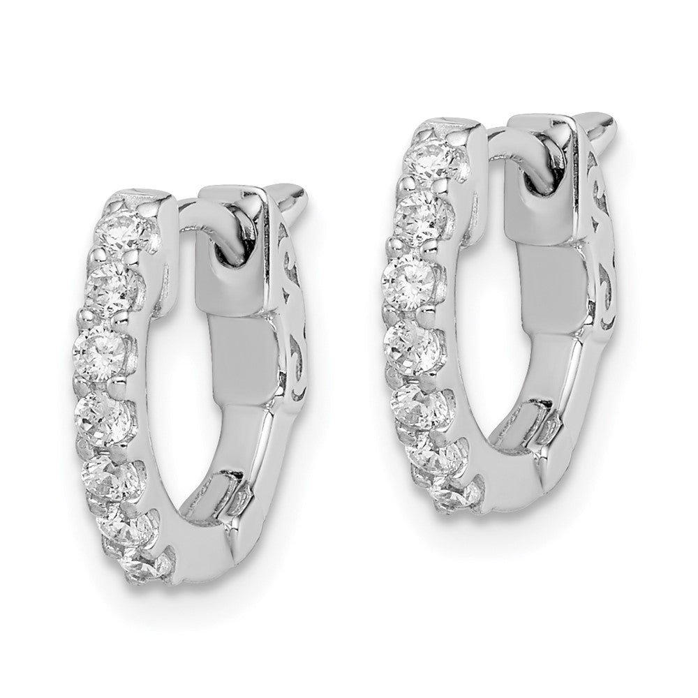 FJC Finejewelers 925 Sterling Silver Rhodium Plated CZ Small Hinged Hoop Earrings 11 mm x 12 mm