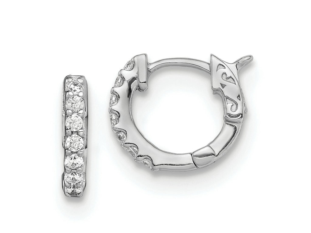 FJC Finejewelers 925 Sterling Silver Rhodium Plated CZ Small Hinged Hoop Earrings 11 mm x 12 mm