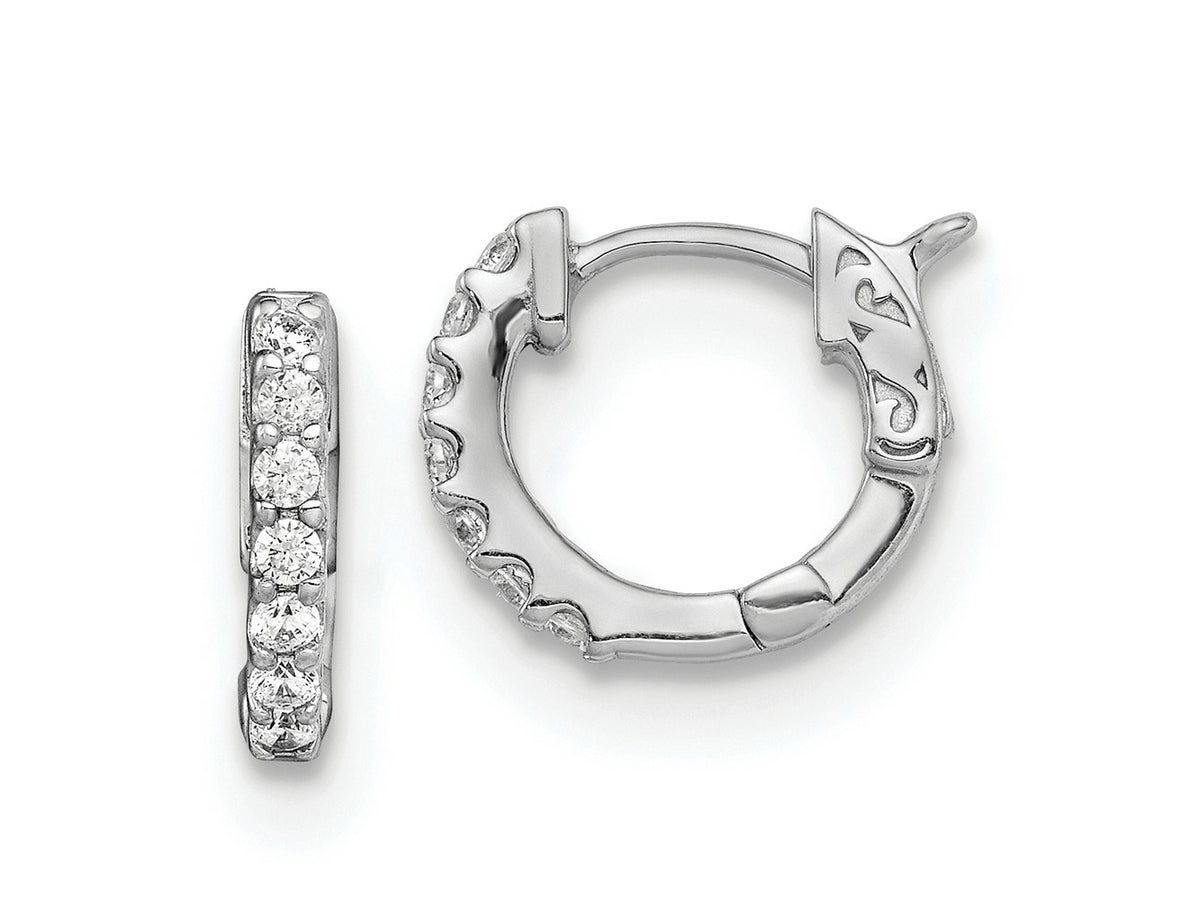 FJC Finejewelers 925 Sterling Silver Rhodium Plated CZ Small Hinged Hoop Earrings 11 mm x 12 mm