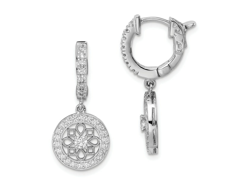 FJC Finejewelers 925 Sterling Silver Rhodium Plated CZ Hinged Hoop Dangle Earrings 27 mm x 12 mm
