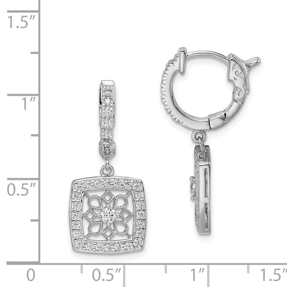FJC Finejewelers 925 Sterling Silver Dangle CZ Hinged Hoop Square Snowflake Earrings 27 mm x 12 mm