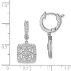 FJC Finejewelers 925 Sterling Silver Dangle CZ Hinged Hoop Square Snowflake Earrings 27 mm x 12 mm