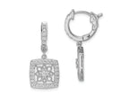 FJC Finejewelers 925 Sterling Silver Dangle CZ Hinged Hoop Square Snowflake Earrings 27 mm x 12 mm