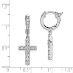 FJC Finejewelers 925 Sterling Silver Rhodium Plated CZ Hinged Hoop Dangle Cross Earrings 31 mm x 11 mm