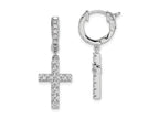 FJC Finejewelers 925 Sterling Silver Rhodium Plated CZ Hinged Hoop Dangle Cross Earrings 31 mm x 11 mm