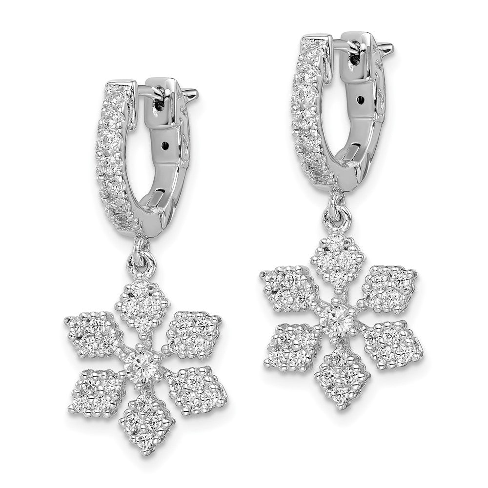 FJC Finejewelers 925 Sterling Silver CZ Hinged Hoop Dangle Snowflake Earrings 29 mm x 12 mm