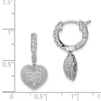 FJC Finejewelers 925 Sterling Silver Rhodium Plated CZ Hinged Hoop Dangle Heart Earrings 24 x 11 mm