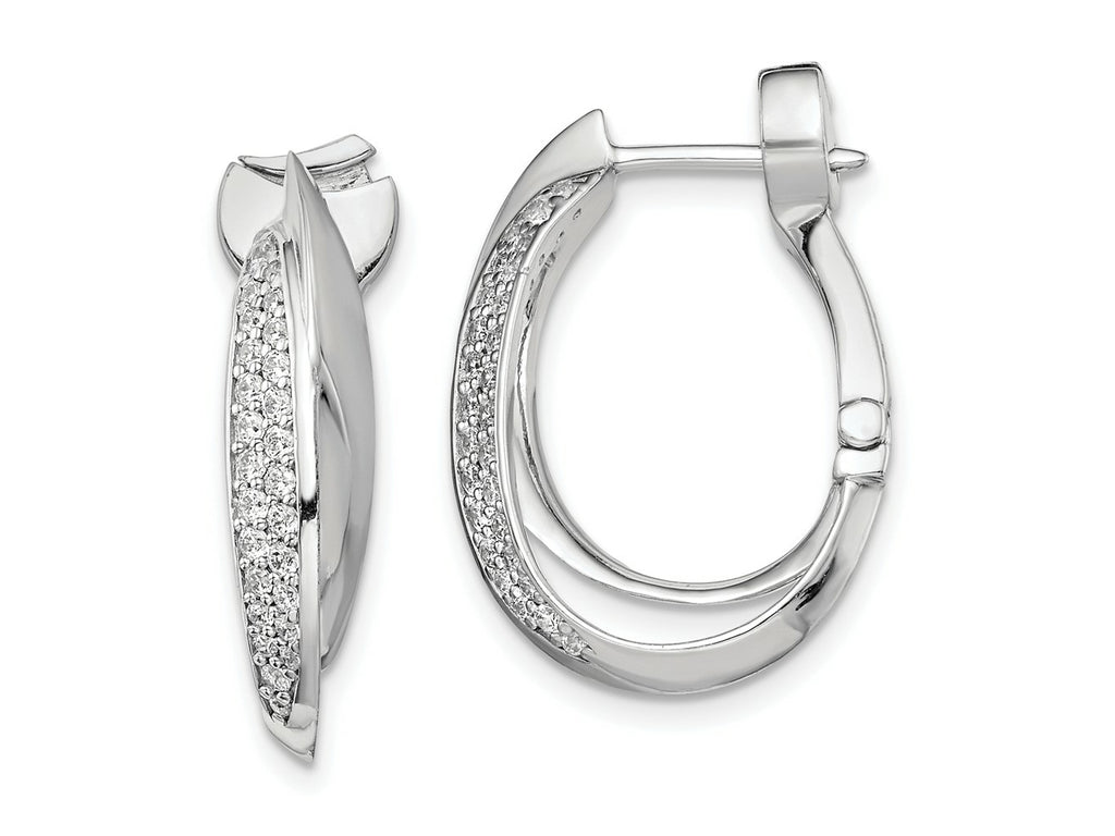 FJC Finejewelers 925 Sterling Silver Rhodium Plated CZ Hinged Oval Hoop Dangle Earring 24 x 16 mm