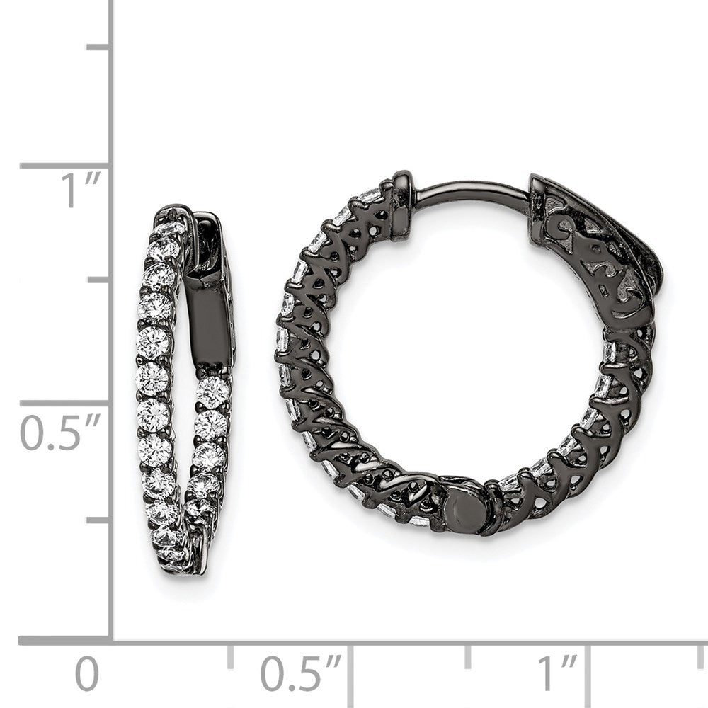 FJC Finejewelers 925 Sterling Silver Black Rhodium Plated CZ In and Out Hoop Earrings 19 x 20 mm