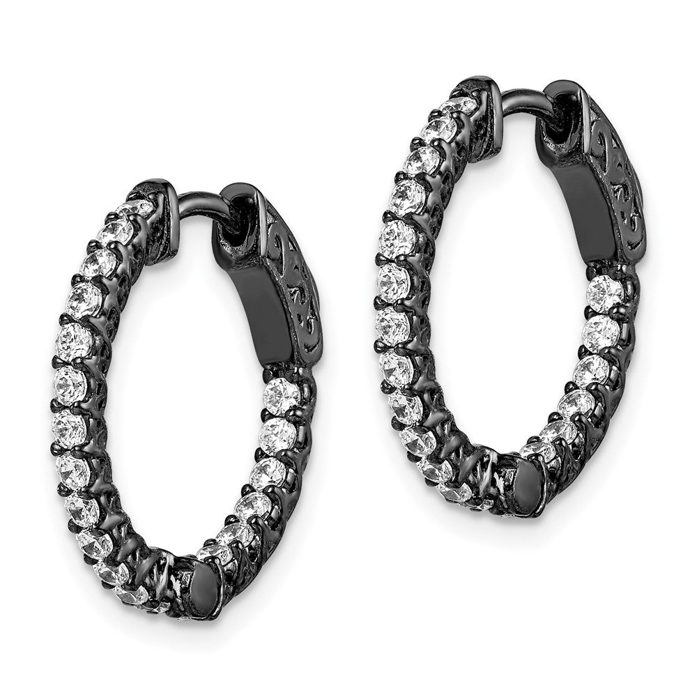 FJC Finejewelers 925 Sterling Silver Black Rhodium Plated CZ In and Out Hoop Earrings 19 x 20 mm