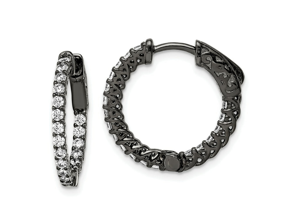 FJC Finejewelers 925 Sterling Silver Black Rhodium Plated CZ In and Out Hoop Earrings 19 x 20 mm