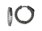 FJC Finejewelers 925 Sterling Silver Black Rhodium Plated CZ In and Out Hoop Earrings 19 x 20 mm