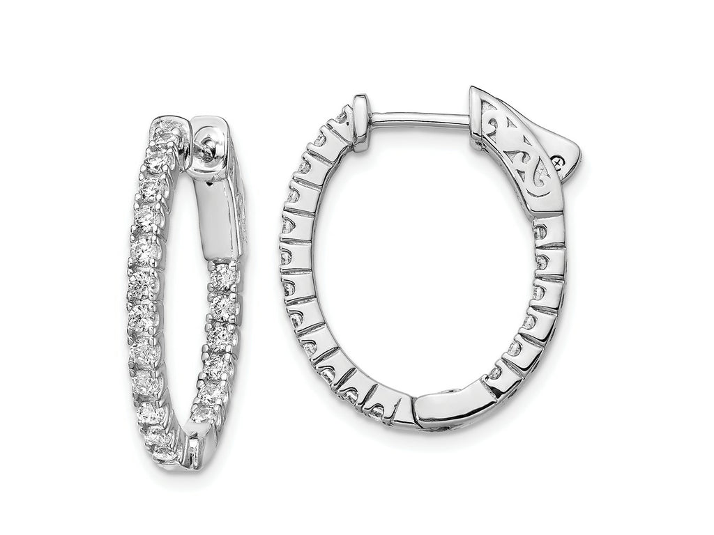 FJC Finejewelers 925 Sterling Silver Rhodium Plated CZ In and Out Oval Hoop Earrings 23 x 18 mm
