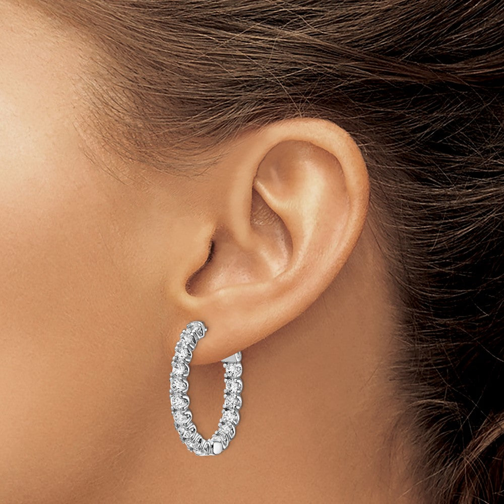 FJC Finejewelers 925 Sterling Silver Rhodium Plated CZ In and Out Oval Hoop Earrings 27 x 23 mm