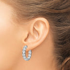 FJC Finejewelers 925 Sterling Silver CZ In and Out Round Hinged Hoop Earrings 22 x 22 mm