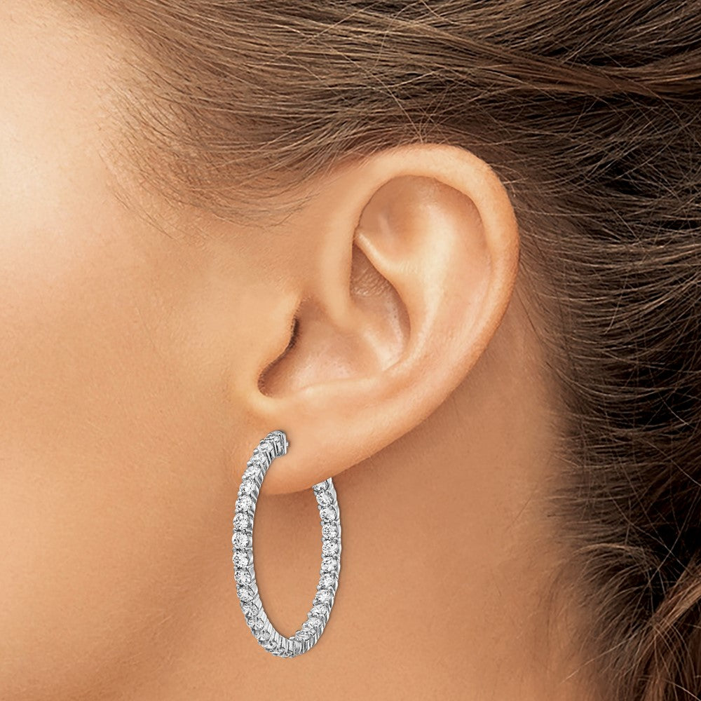 FJC Finejewelers 925 Sterling Silver Rhodium Plated CZ In and Out Round Hoop Earrings 32 x 32 mm
