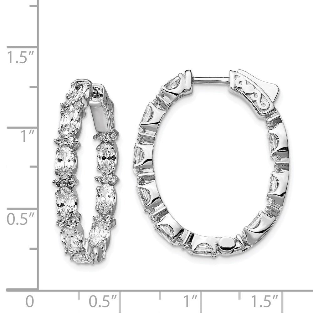 FJC Finejewelers 925 Sterling Silver Rhodium Plated Fancy CZ In and Out Oval Hoop Earrings 29 x 23 mm