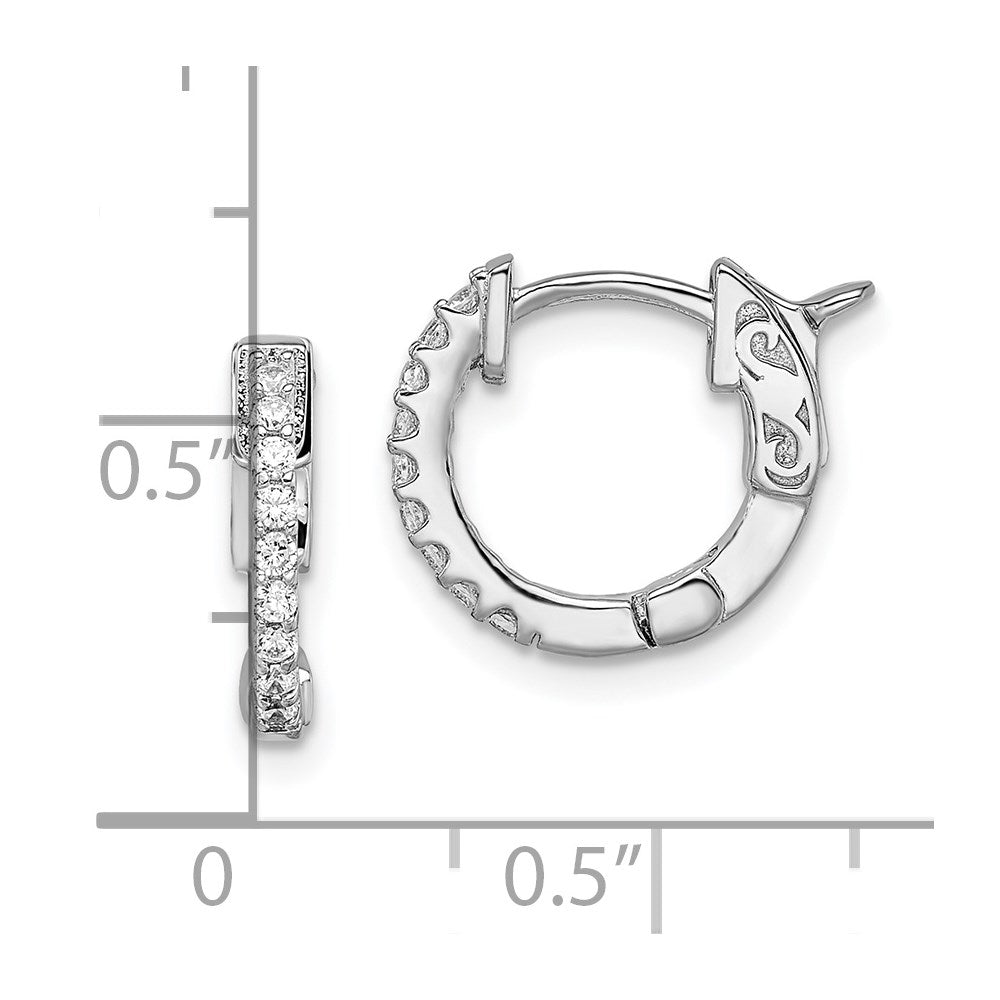 FJC Finejewelers 925 Sterling Silver Rhodium Plated CZ Hoop Earrings 12 x 2 mm