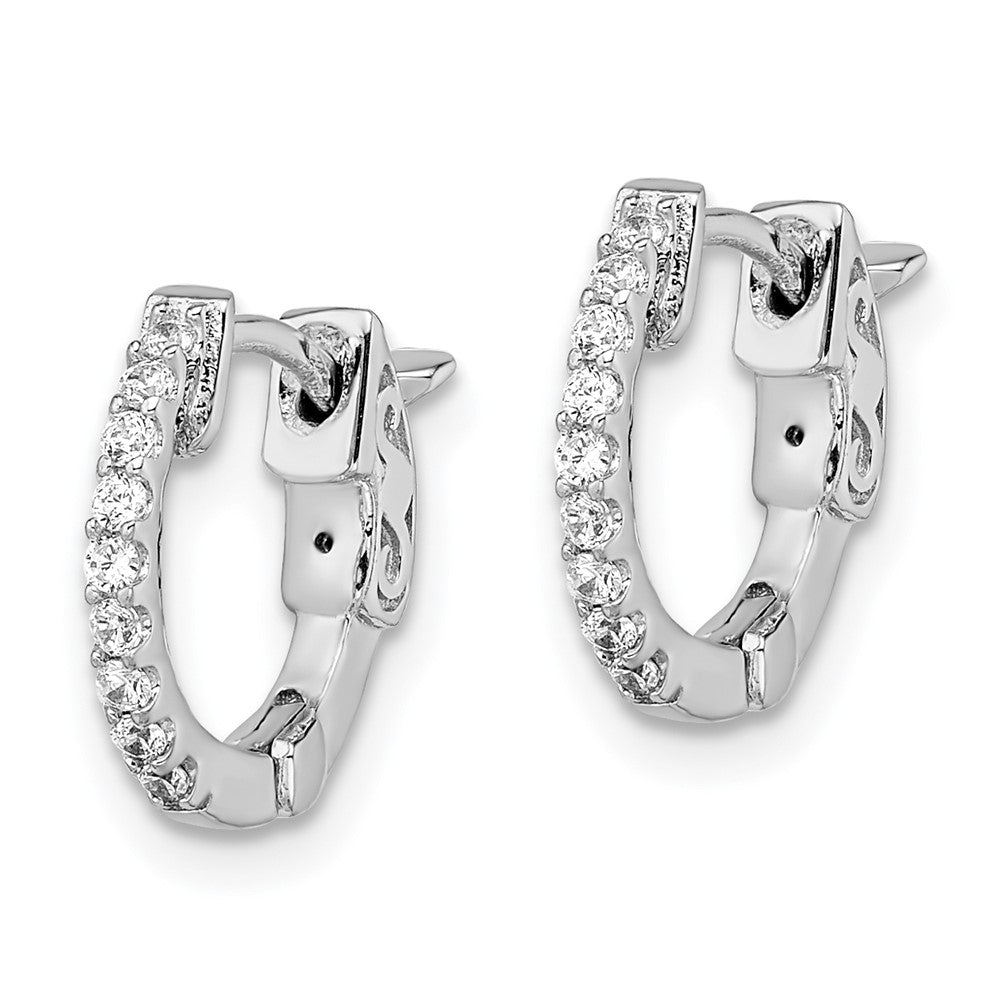 FJC Finejewelers 925 Sterling Silver Rhodium Plated CZ Hoop Earrings 12 x 2 mm