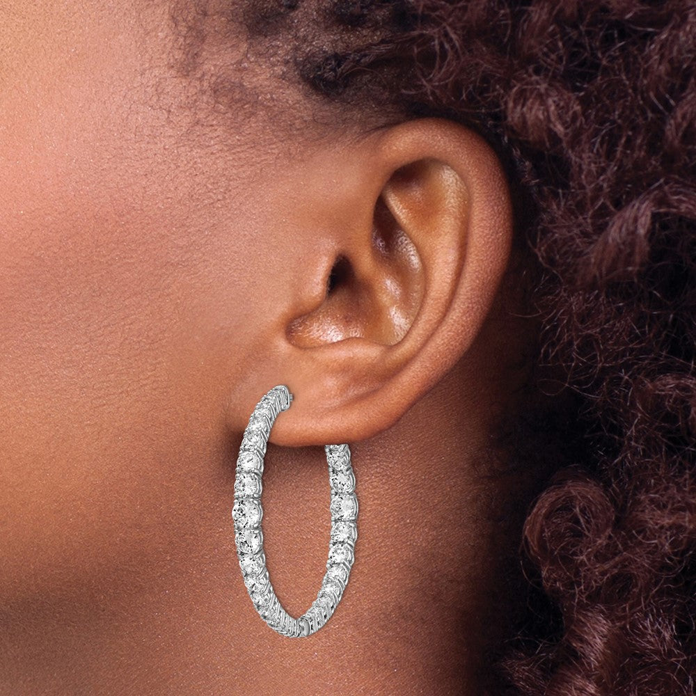 FJC Finejewelers 925 Sterling Silver Graduated CZ In and Out Round Hoop Earrings 1.5 Inches x 4.1 mm