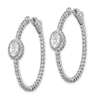 FJC Finejewelers 925 Sterling Silver Fancy CZ In and Out Oval Hoop Earrings 1.5 Inches x 7.5 mm