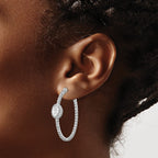 FJC Finejewelers 925 Sterling Silver Fancy CZ In and Out Oval Hoop Earrings 1.5 Inches x 7.5 mm