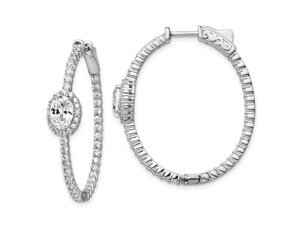 FJC Finejewelers 925 Sterling Silver Fancy CZ In and Out Oval Hoop Earrings 1.5 Inches x 7.5 mm