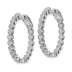 FJC Finejewelers 925 Sterling Silver CZ In and Out Heart Round Hoop Earrings 1.25 Inches x 3.6 mm