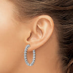 FJC Finejewelers 925 Sterling Silver CZ In and Out Heart Round Hoop Earrings 1.25 Inches x 3.6 mm