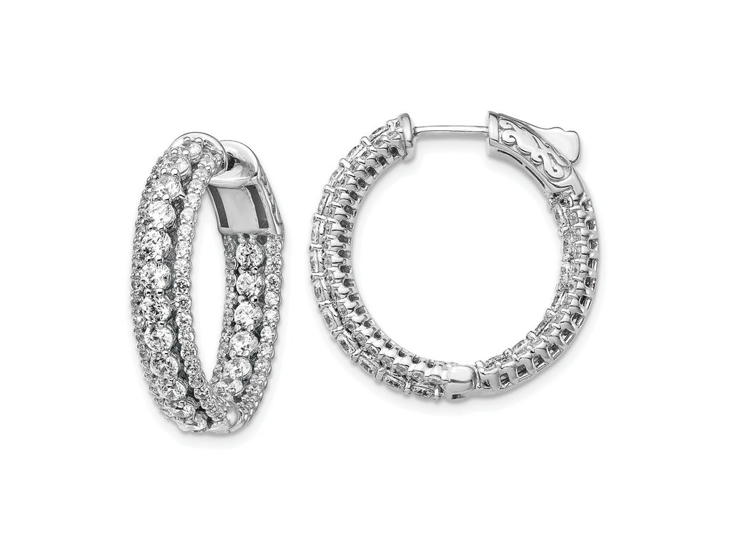 FJC Finejewelers 925 Sterling Silver Rhodium-plated CZ In and Out Round Hoop Earrings 0.75 Inches x 5 mm