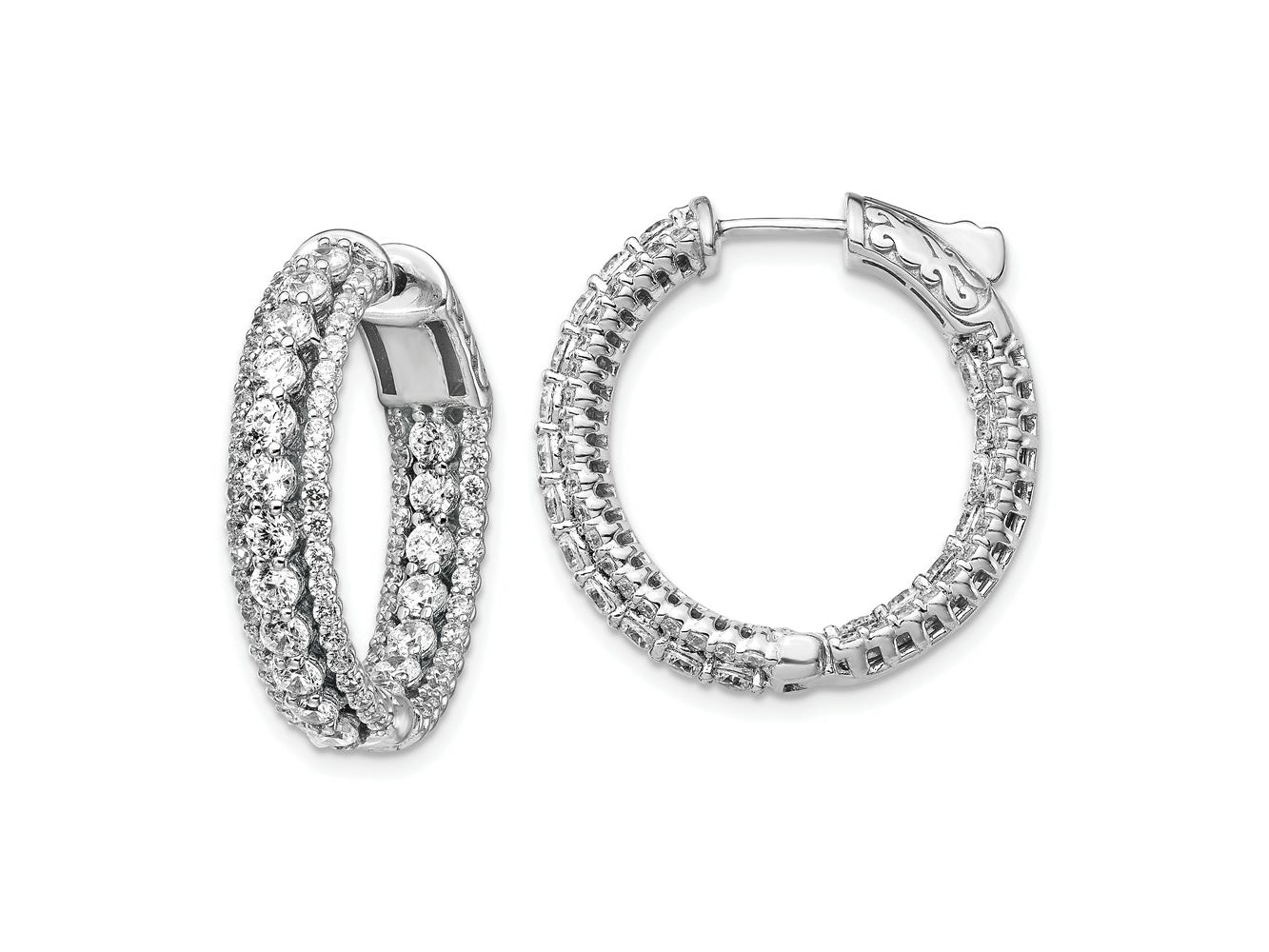 FJC Finejewelers 925 Sterling Silver Rhodium-plated CZ In and Out Round Hoop Earrings 0.75 Inches x 5 mm