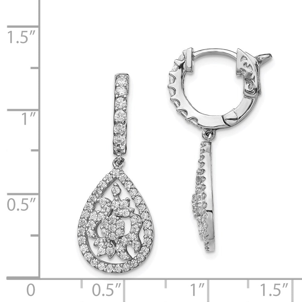 FJC Finejewelers 925 Sterling Silver CZ Hinged Hoop Dangle Earrings 1.25 Inches x 11 mm