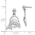 FJC Finejewelers 925 Sterling Silver Polished Dolphin in Hoop Dangle Post Earrings 22 mm x 14 mm