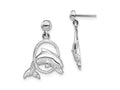 FJC Finejewelers 925 Sterling Silver Polished Dolphin in Hoop Dangle Post Earrings 22 mm x 14 mm